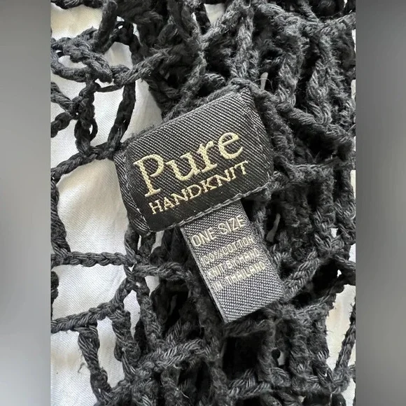 Anthropologie Pure Handknit crochet 100% cotton fishnet cardigan Wrap One Size - Picture 7 of 7